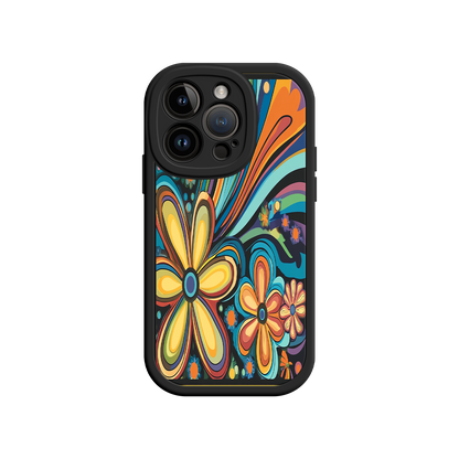 #MC0033 Factory Wholesale Psychedelic Floral iPhone 17 Case – Hippie Flower Power Design, 60s 70s Retro Vibes, Groovy Swirls