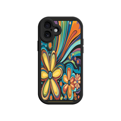 #MC0033 Factory Wholesale Psychedelic Floral iPhone 17 Case – Hippie Flower Power Design, 60s 70s Retro Vibes, Groovy Swirls