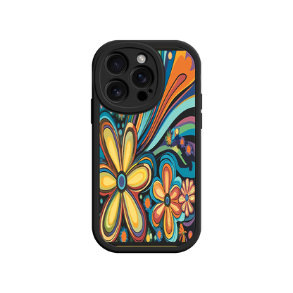 #MC0033 Factory Wholesale Psychedelic Floral iPhone 17 Case – Hippie Flower Power Design, 60s 70s Retro Vibes, Groovy Swirls