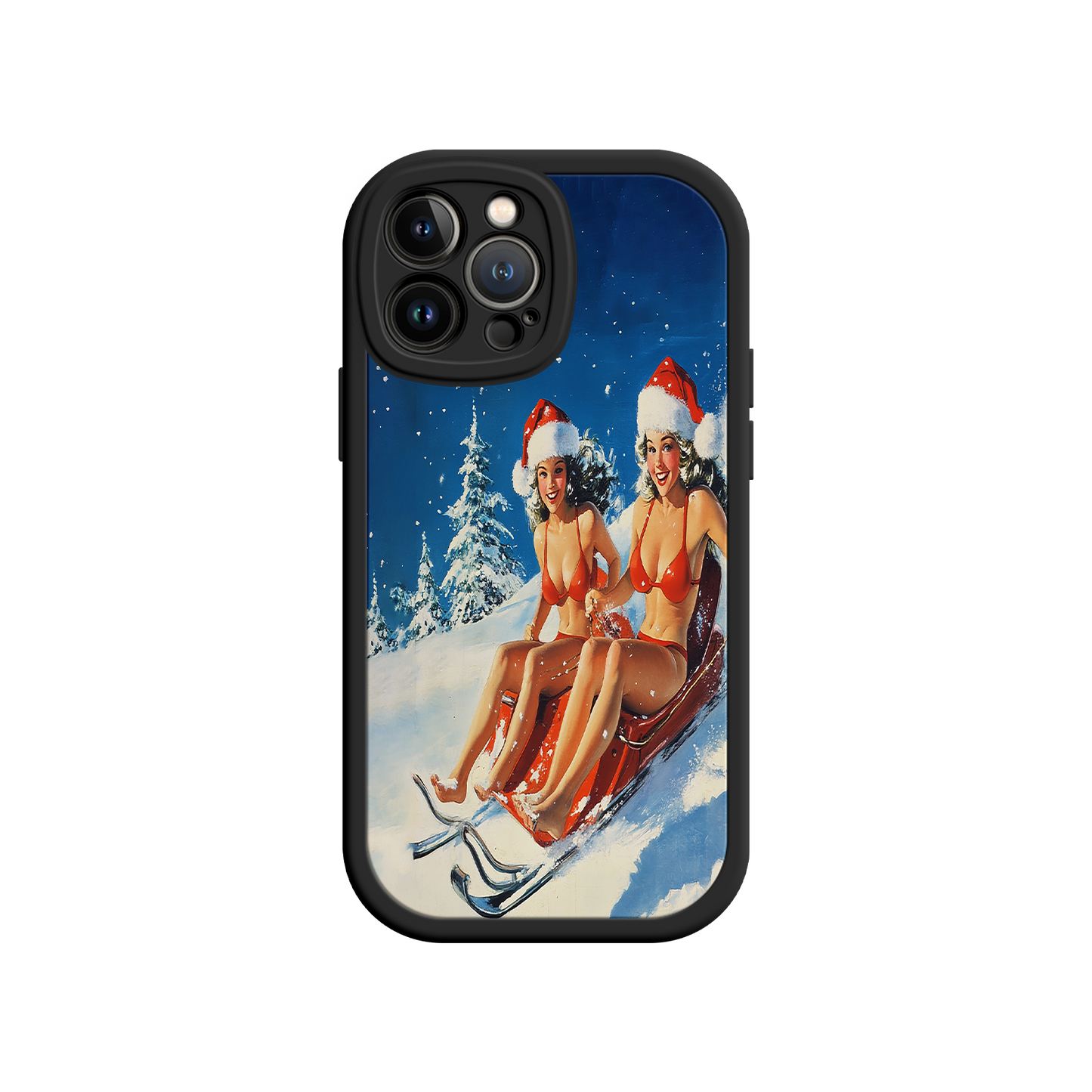 #MC0027 Factory Wholesale Santa Bikini Sled iPhone 17 Case – Funny Christmas Design, Sexy Holiday Vibes, Winter Wonderland Art