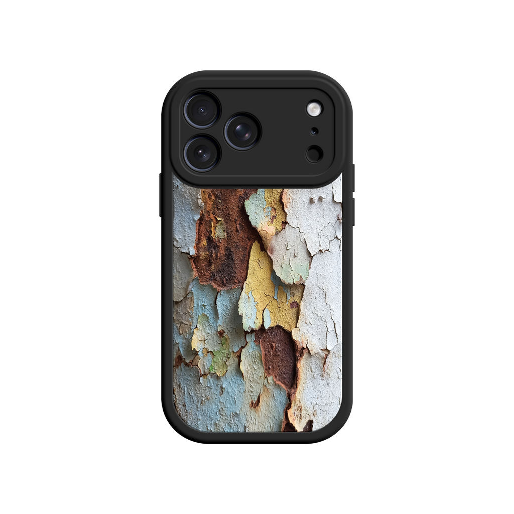 Rustic phone case with peeling paint texture