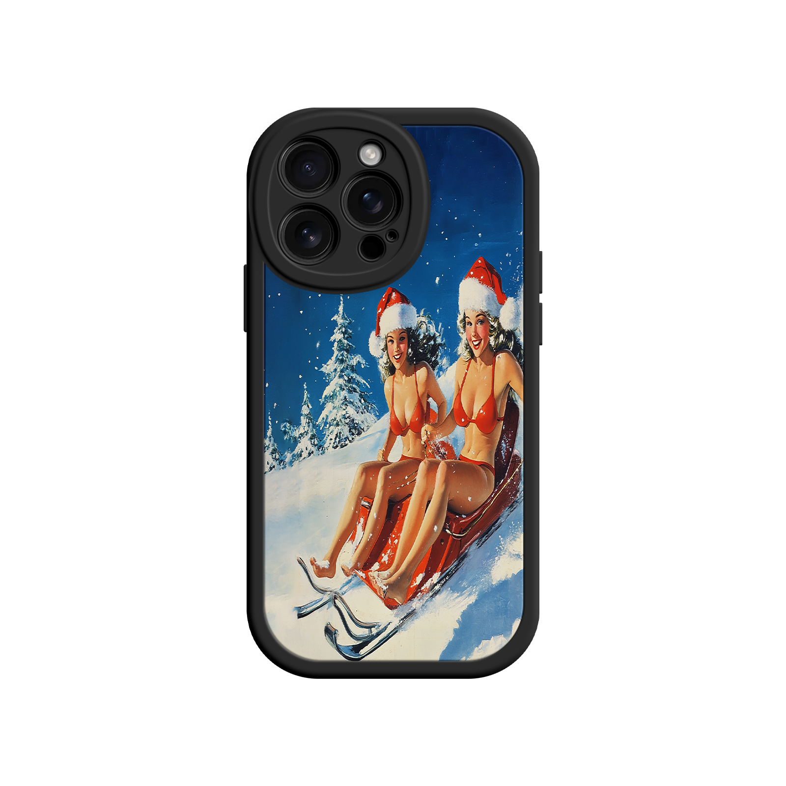Santa Bikini Sled iPhone 17 Case – Funny Christmas Design, Sexy Holiday Vibes, Winter Wonderland Art
