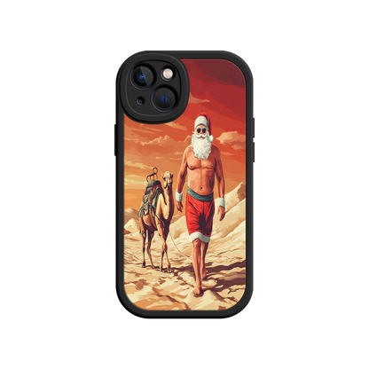 #MC0028 Factory Wholesale Desert Santa iPhone 17 Case – Funny Christmas Design, Muscular Santa & Camel, Holiday Heat Vibes