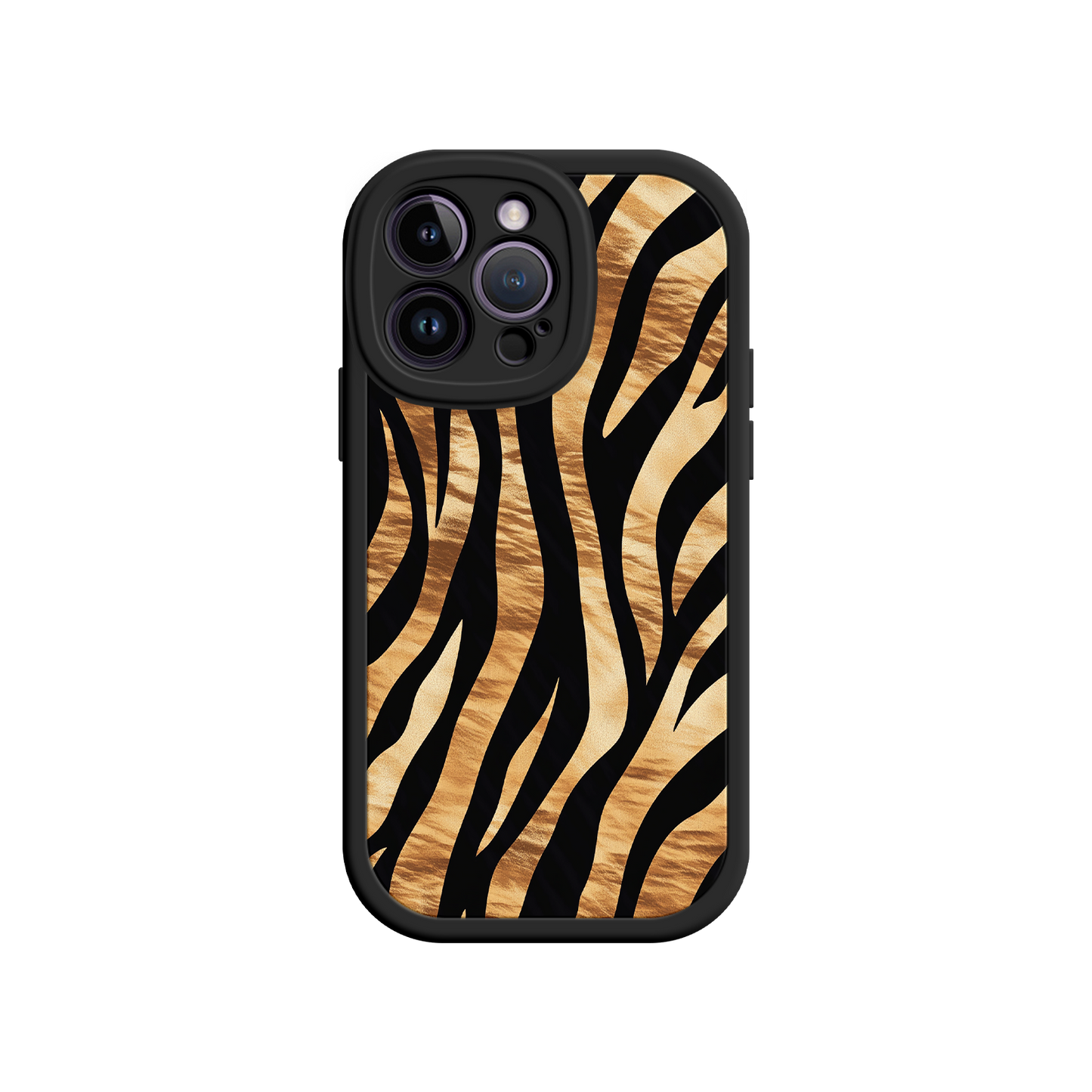 #MC0011 Factory Wholesale Tiger Stripe iPhone Case – Bold Animal Print with Olive Green Frame