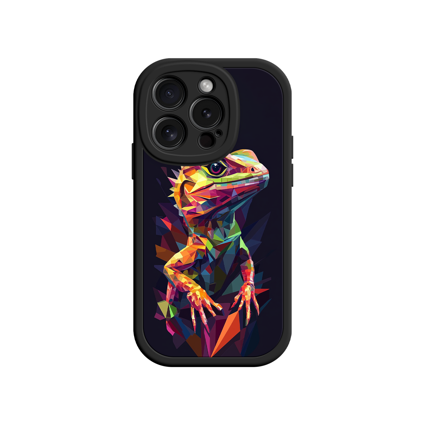 #MC0024 Factory Wholesale Geometric Lizard iPhone 17 Case – Colorful Polygon Art, Protective Animal Print Cover, Bold Reptile Design