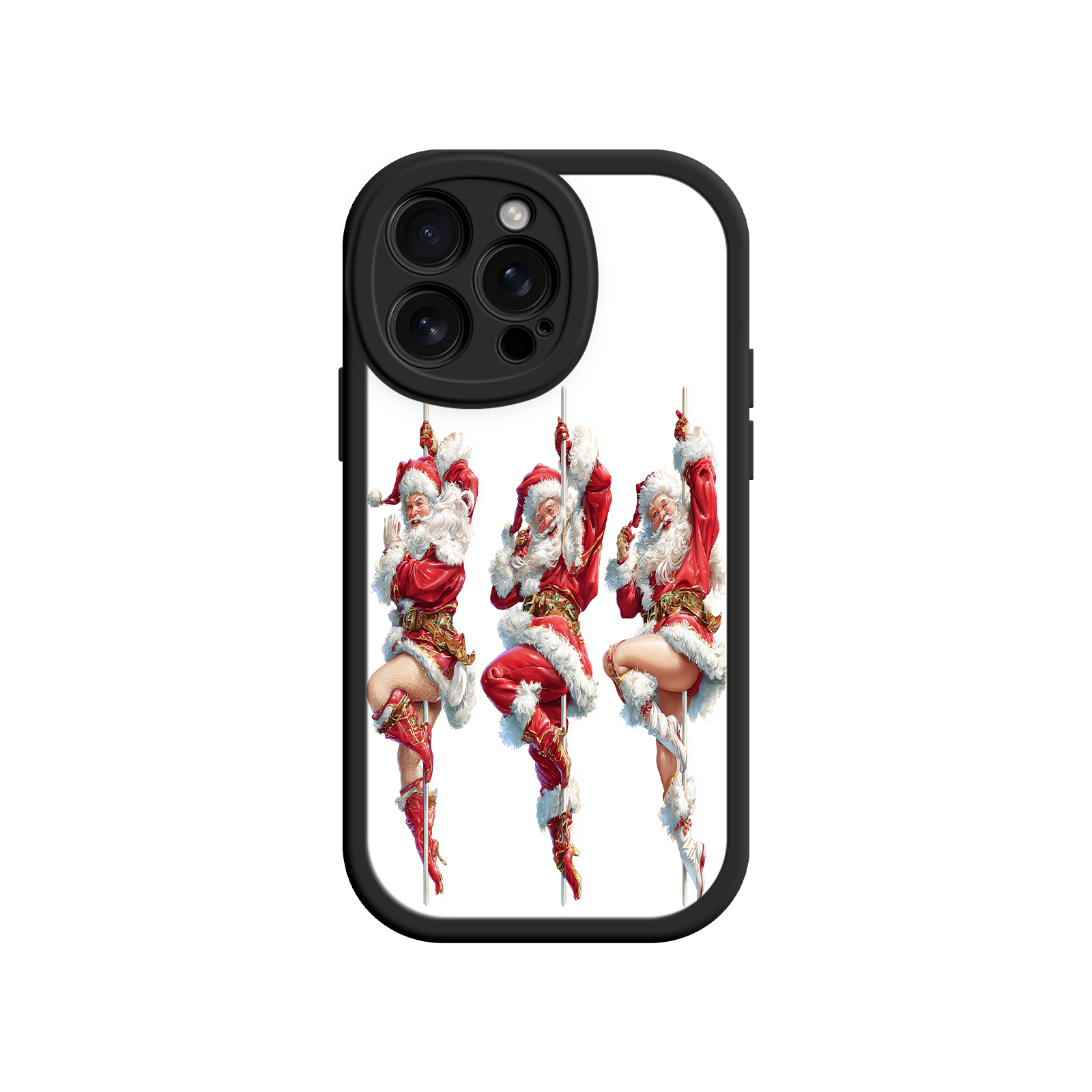 Retro Christmas phone case with festive dancer trio