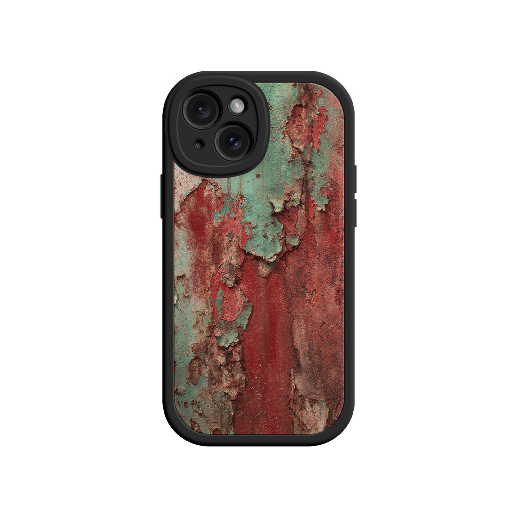 Rusty metal phone case with vintage industrial vibe