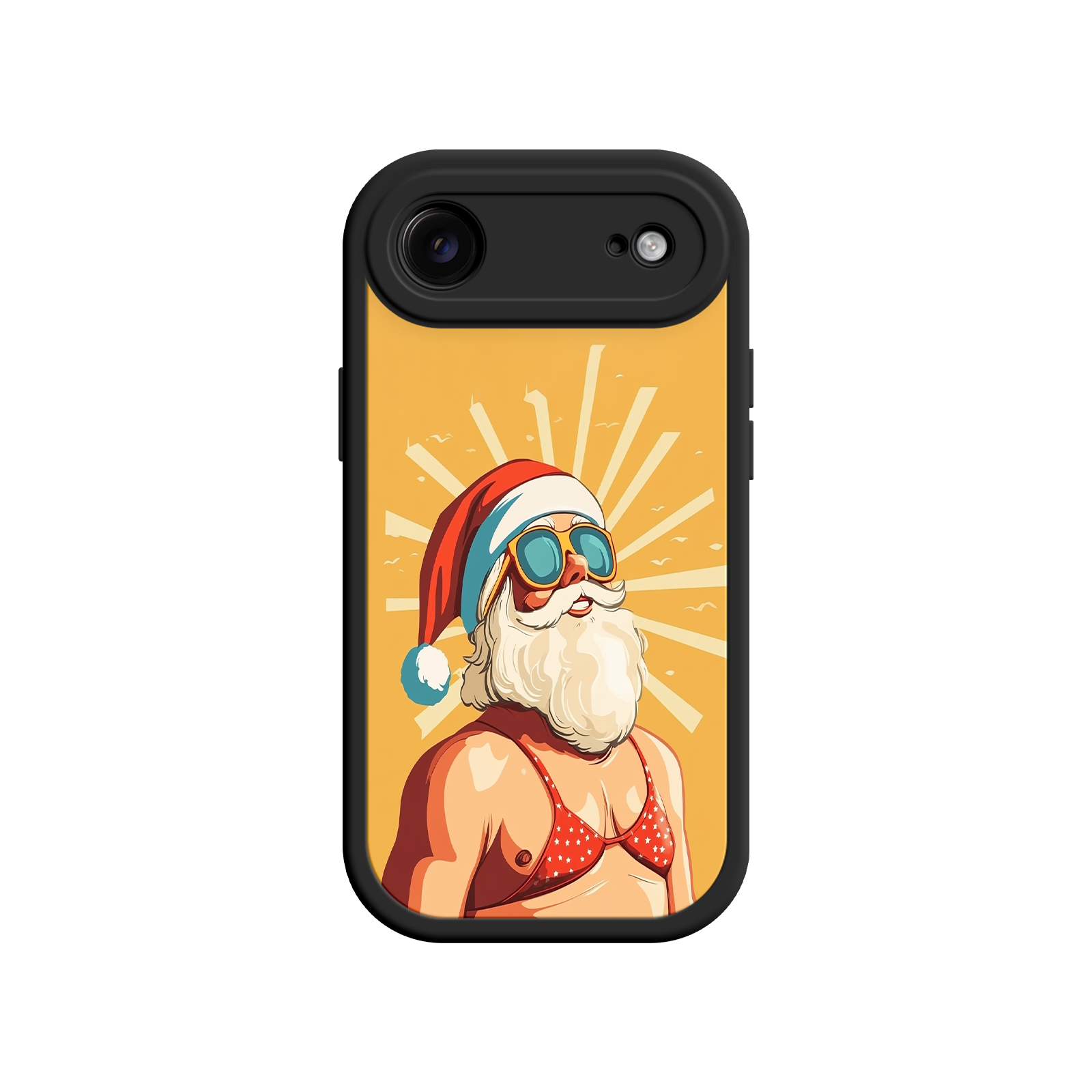 Santa in summer outfit phone case for holiday cheer