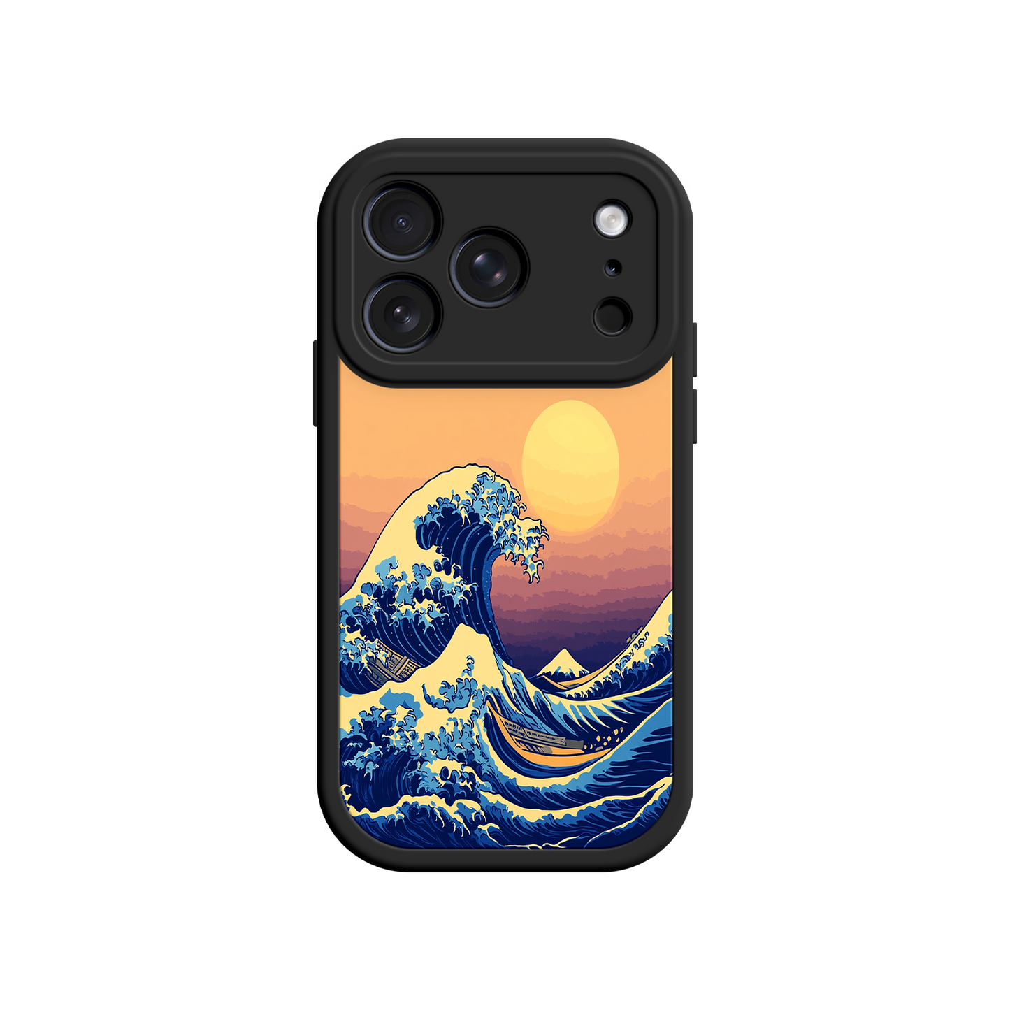 #MC0012 Factory Wholesale Great Wave Sunset iPhone Case – Japanese Art with Ocean & Mountain Design