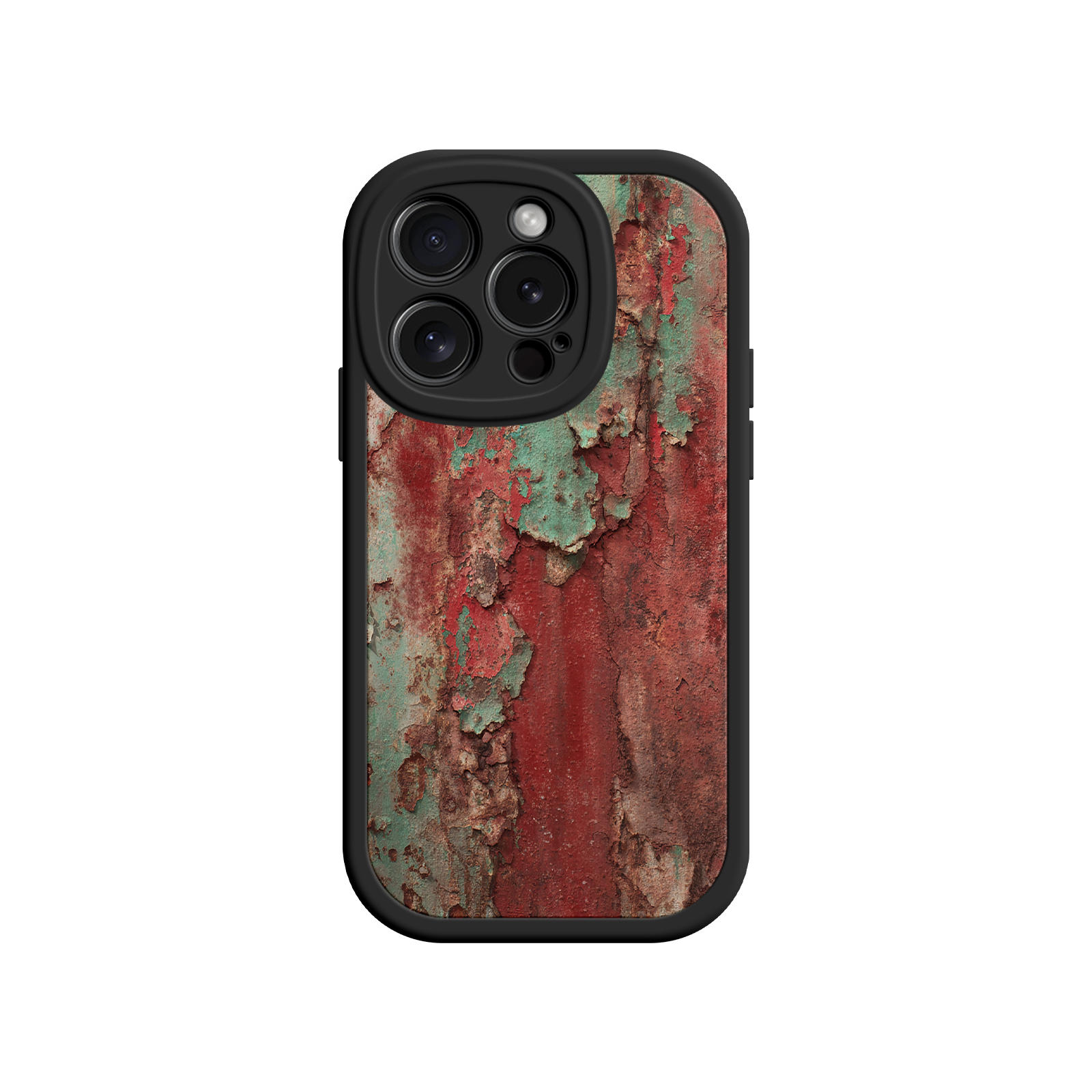 Grunge iPhone case with red and green patina design