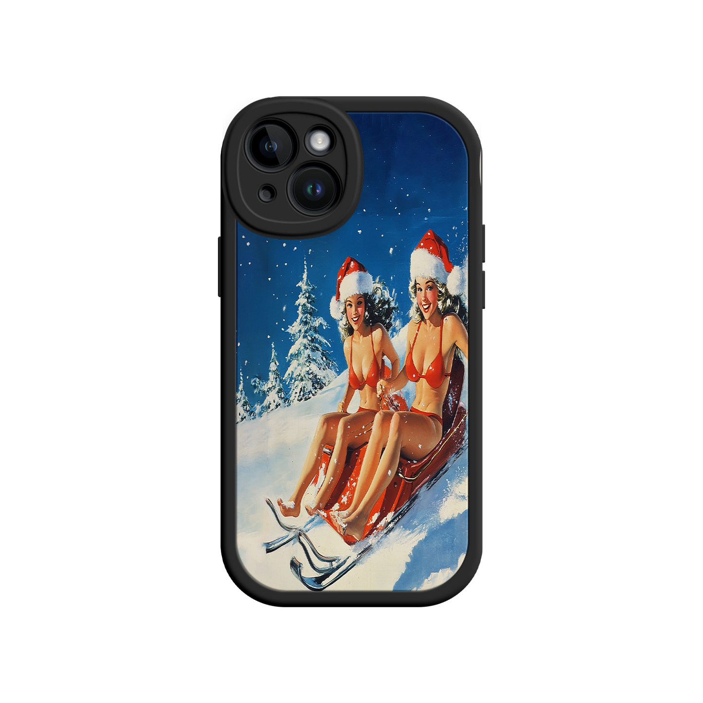#MC0027 Factory Wholesale Santa Bikini Sled iPhone 17 Case – Funny Christmas Design, Sexy Holiday Vibes, Winter Wonderland Art