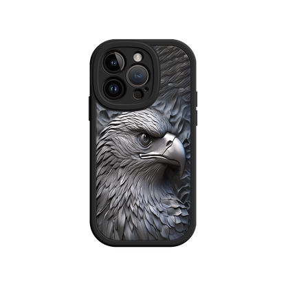 #MC0026 Factory Wholesale Embossed Eagle iPhone 17 Case – Grayscale 3D Design, Rugged Protective Cover, Symbol of Strength & Freedom