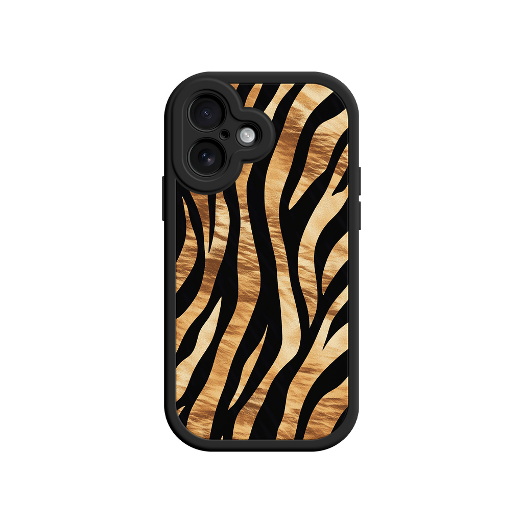 Tiger Stripe iPhone Case – Bold Animal Print with Olive Green Frame