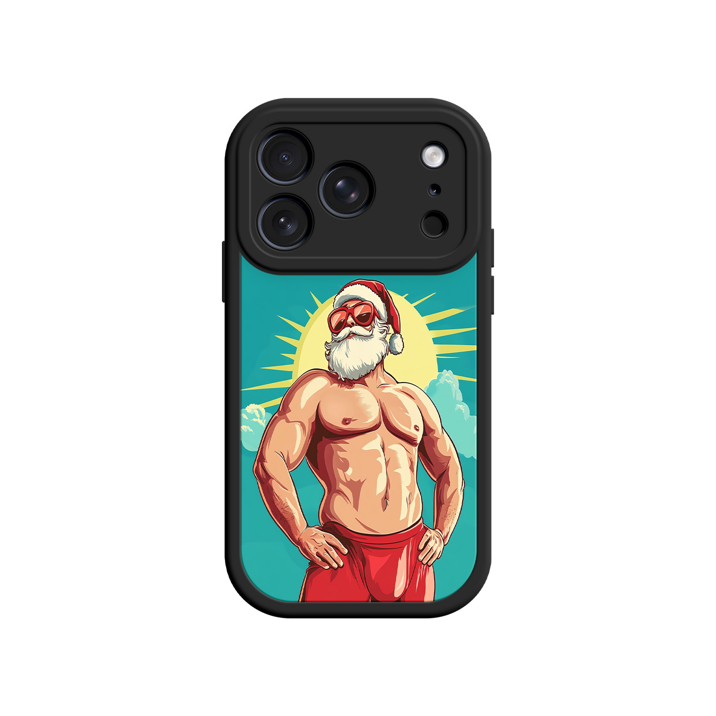 Santa Claus phone case with sky and cloud background
