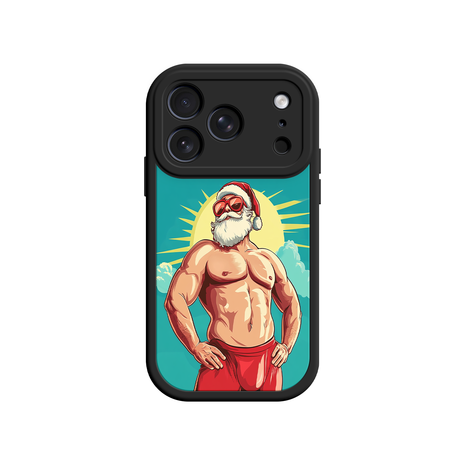 Santa Claus phone case with sky and cloud background
