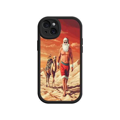 #MC0028 Factory Wholesale Desert Santa iPhone 17 Case – Funny Christmas Design, Muscular Santa & Camel, Holiday Heat Vibes