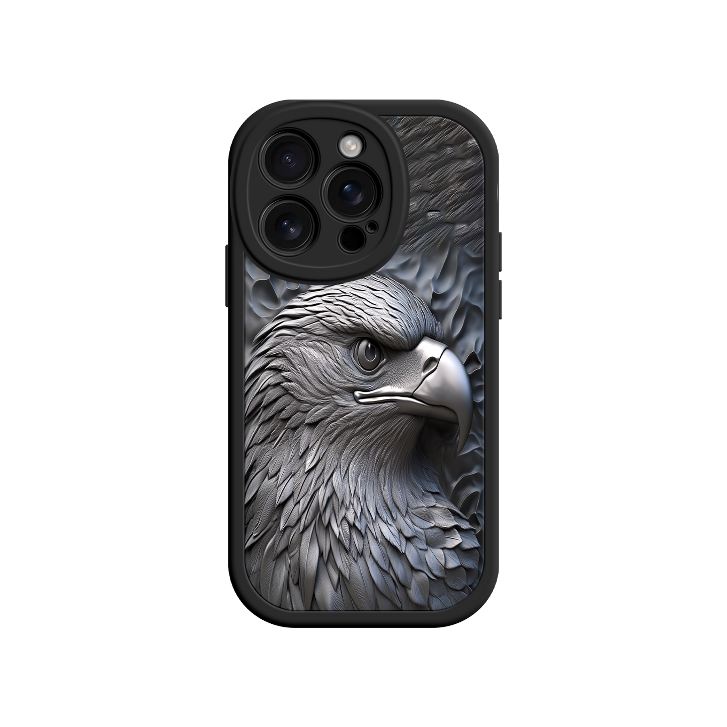 #MC0026 Factory Wholesale Embossed Eagle iPhone 17 Case – Grayscale 3D Design, Rugged Protective Cover, Symbol of Strength & Freedom