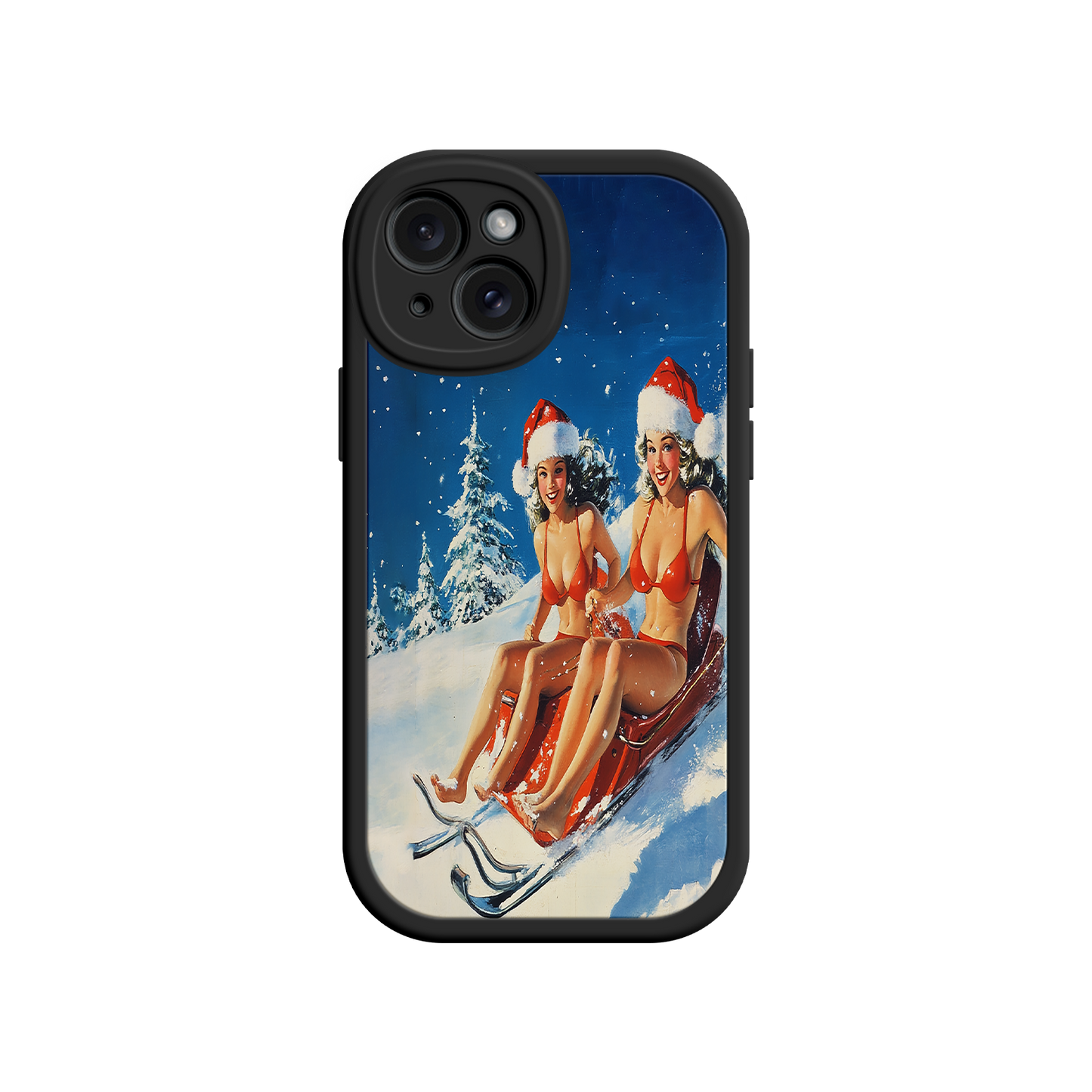 #MC0027 Factory Wholesale Santa Bikini Sled iPhone 17 Case – Funny Christmas Design, Sexy Holiday Vibes, Winter Wonderland Art