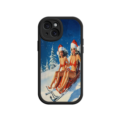 #MC0027 Factory Wholesale Santa Bikini Sled iPhone 17 Case – Funny Christmas Design, Sexy Holiday Vibes, Winter Wonderland Art