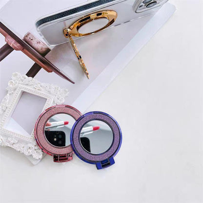 #S0030 Factory Wholesale Magnetic Girls makeup mirror PopSockets Glitter phone PopGrip, cellphone stand, retractable smartphone holder, phone mount support, Foldable Kickstand, handheld accessories Folding