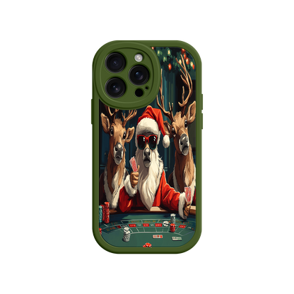 #MC0039 Factory Wholesale Santa Claus Poker iPhone 17 Case – Funny Christmas Design, Holiday Pet Humor, Reindeer Game Night