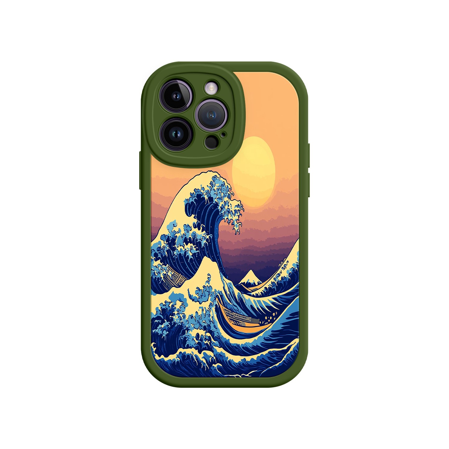 #MC0012 Factory Wholesale Great Wave Sunset iPhone Case – Japanese Art with Ocean & Mountain Design