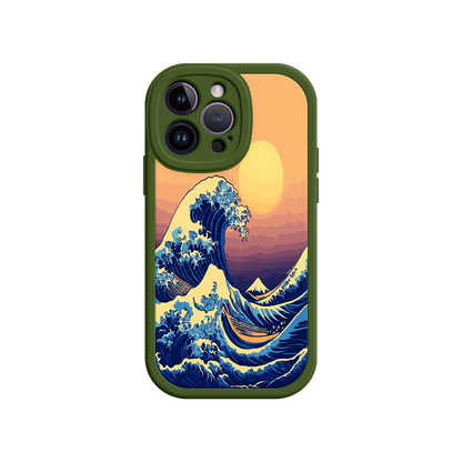 #MC0012 Factory Wholesale Great Wave Sunset iPhone Case – Japanese Art with Ocean & Mountain Design