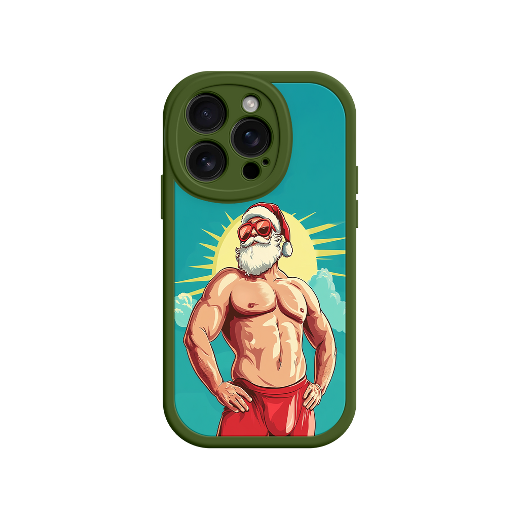 Cartoon Santa phone case with confident stance