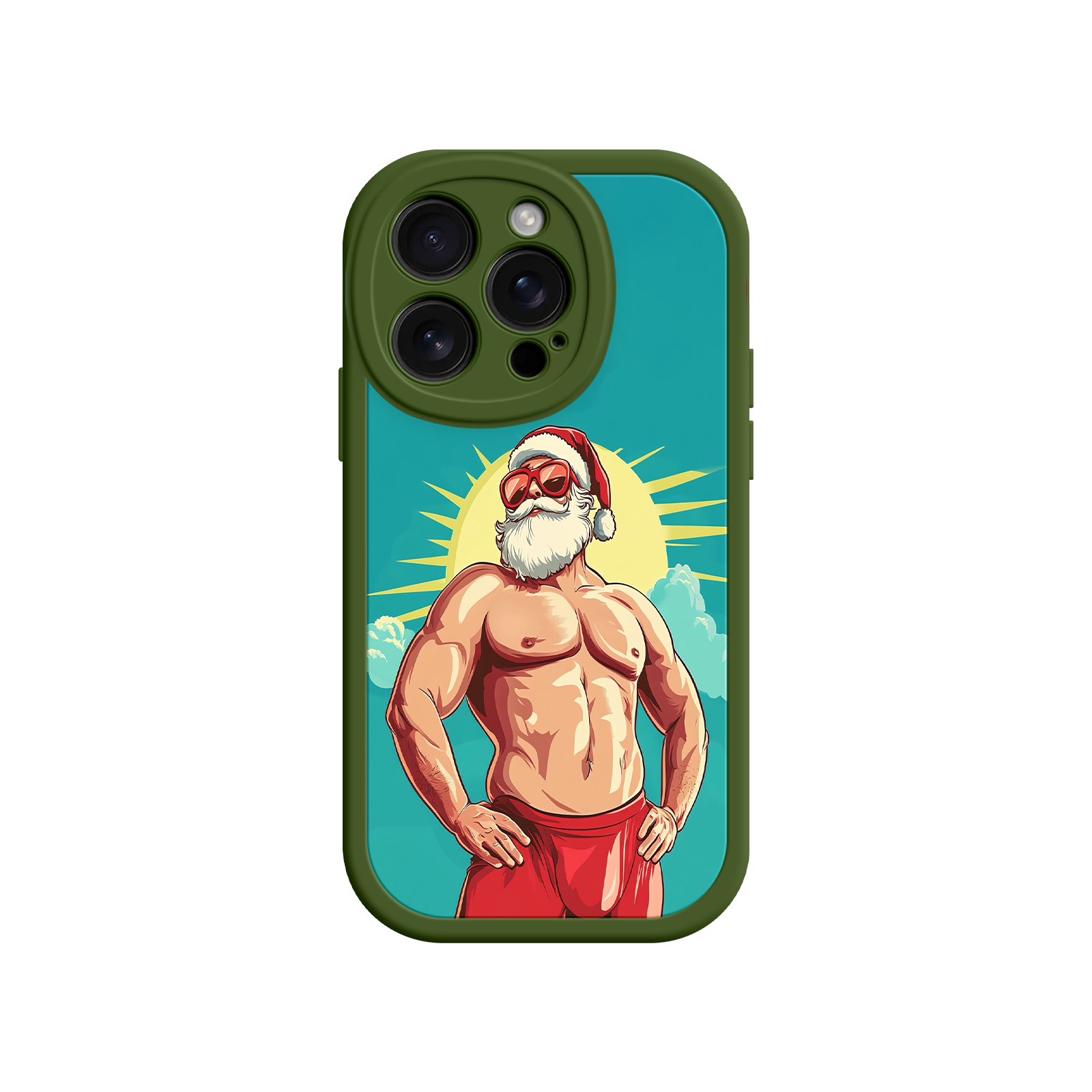 Cartoon Santa phone case with confident stance
