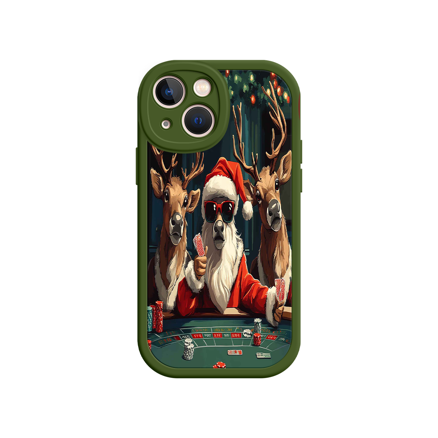 #MC0039 Factory Wholesale Santa Claus Poker iPhone 17 Case – Funny Christmas Design, Holiday Pet Humor, Reindeer Game Night