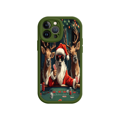 #MC0039 Factory Wholesale Santa Claus Poker iPhone 17 Case – Funny Christmas Design, Holiday Pet Humor, Reindeer Game Night