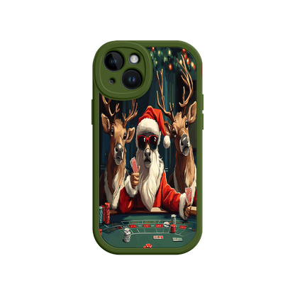 #MC0039 Factory Wholesale Santa Claus Poker iPhone 17 Case – Funny Christmas Design, Holiday Pet Humor, Reindeer Game Night
