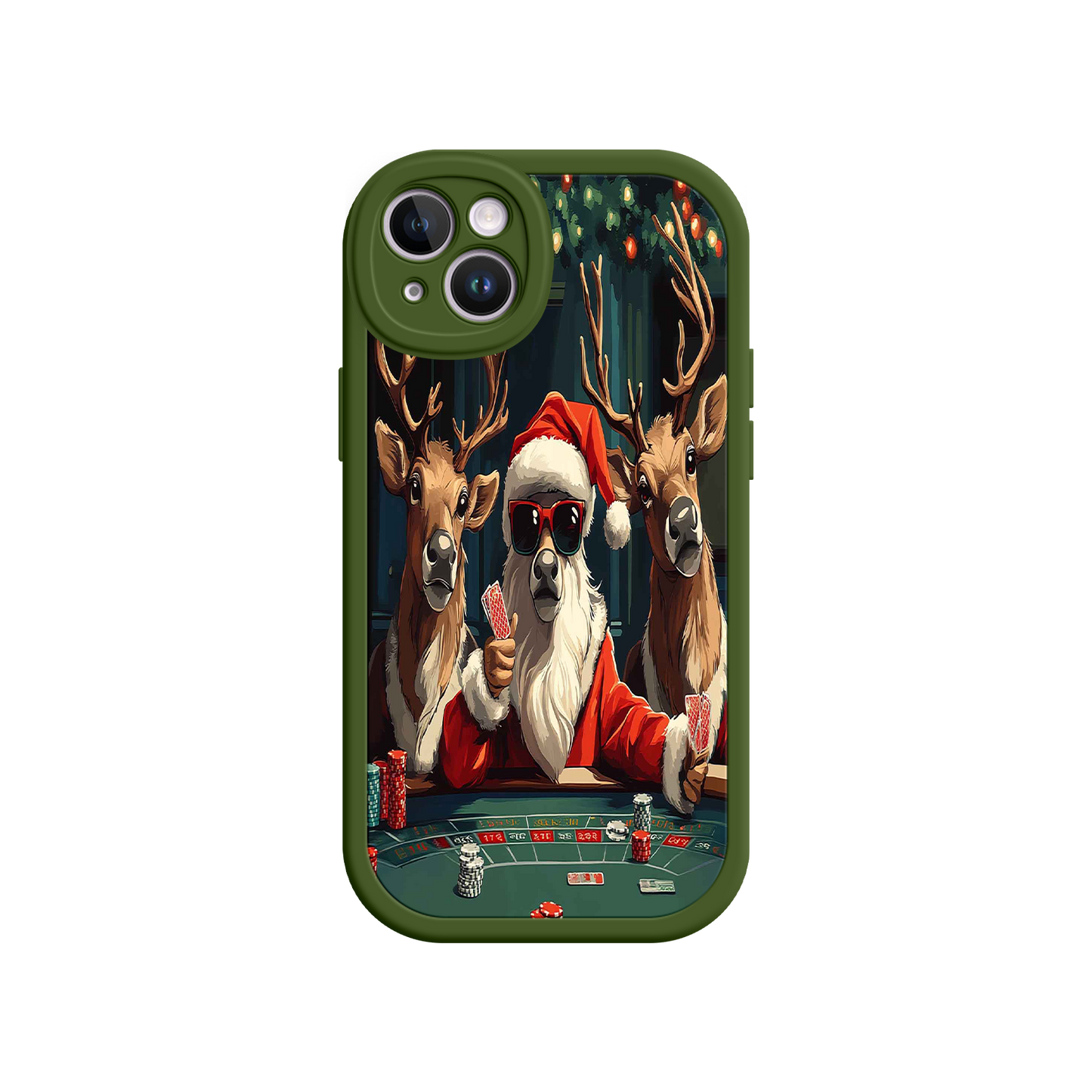 #MC0039 Factory Wholesale Santa Claus Poker iPhone 17 Case – Funny Christmas Design, Holiday Pet Humor, Reindeer Game Night