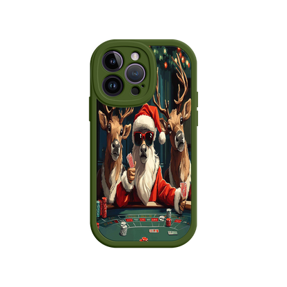 #MC0039 Factory Wholesale Santa Claus Poker iPhone 17 Case – Funny Christmas Design, Holiday Pet Humor, Reindeer Game Night