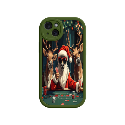 #MC0039 Factory Wholesale Santa Claus Poker iPhone 17 Case – Funny Christmas Design, Holiday Pet Humor, Reindeer Game Night