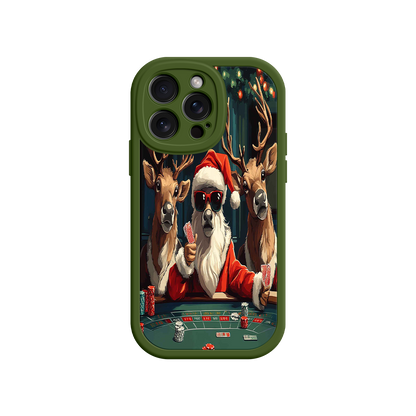 #MC0039 Factory Wholesale Santa Claus Poker iPhone 17 Case – Funny Christmas Design, Holiday Pet Humor, Reindeer Game Night