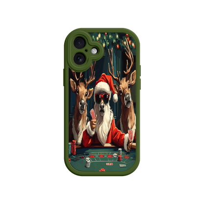 #MC0039 Factory Wholesale Santa Claus Poker iPhone 17 Case – Funny Christmas Design, Holiday Pet Humor, Reindeer Game Night