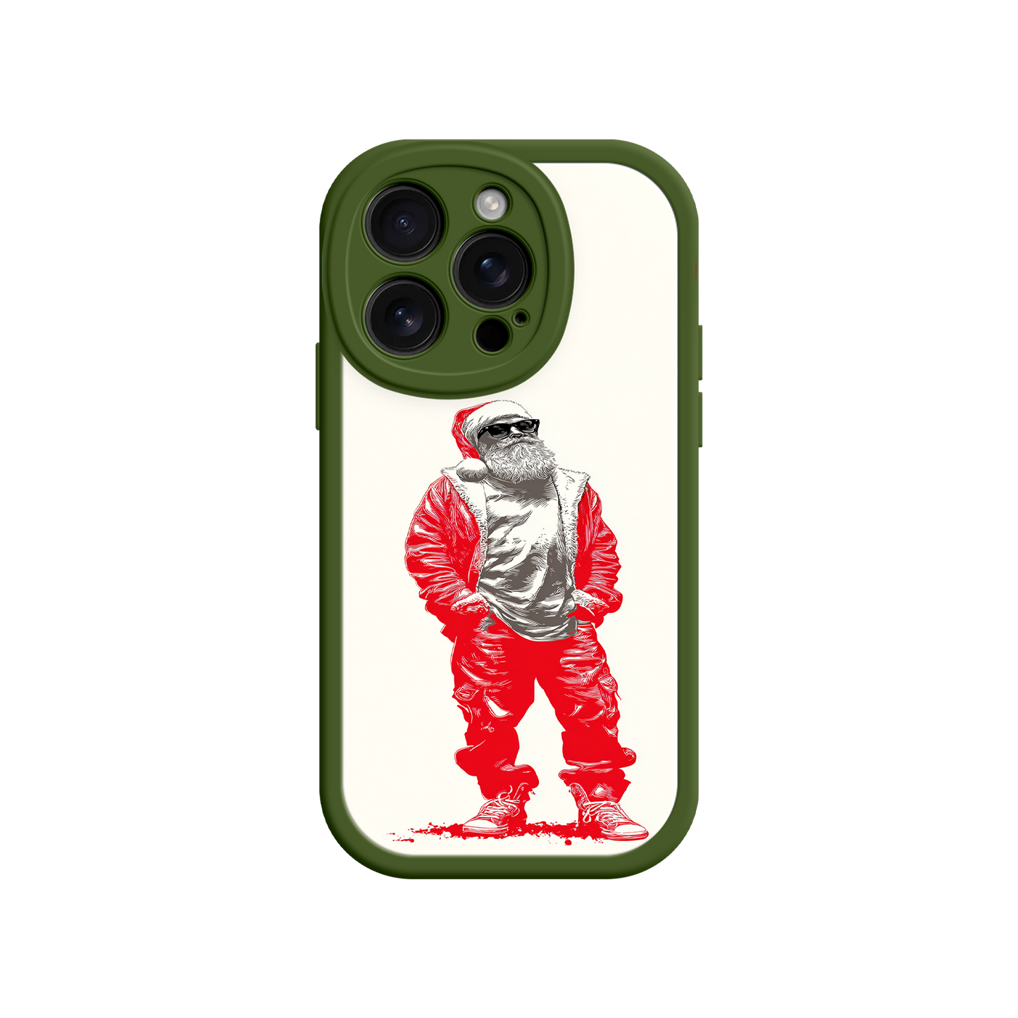 Festive phone case with trendy Santa illustration