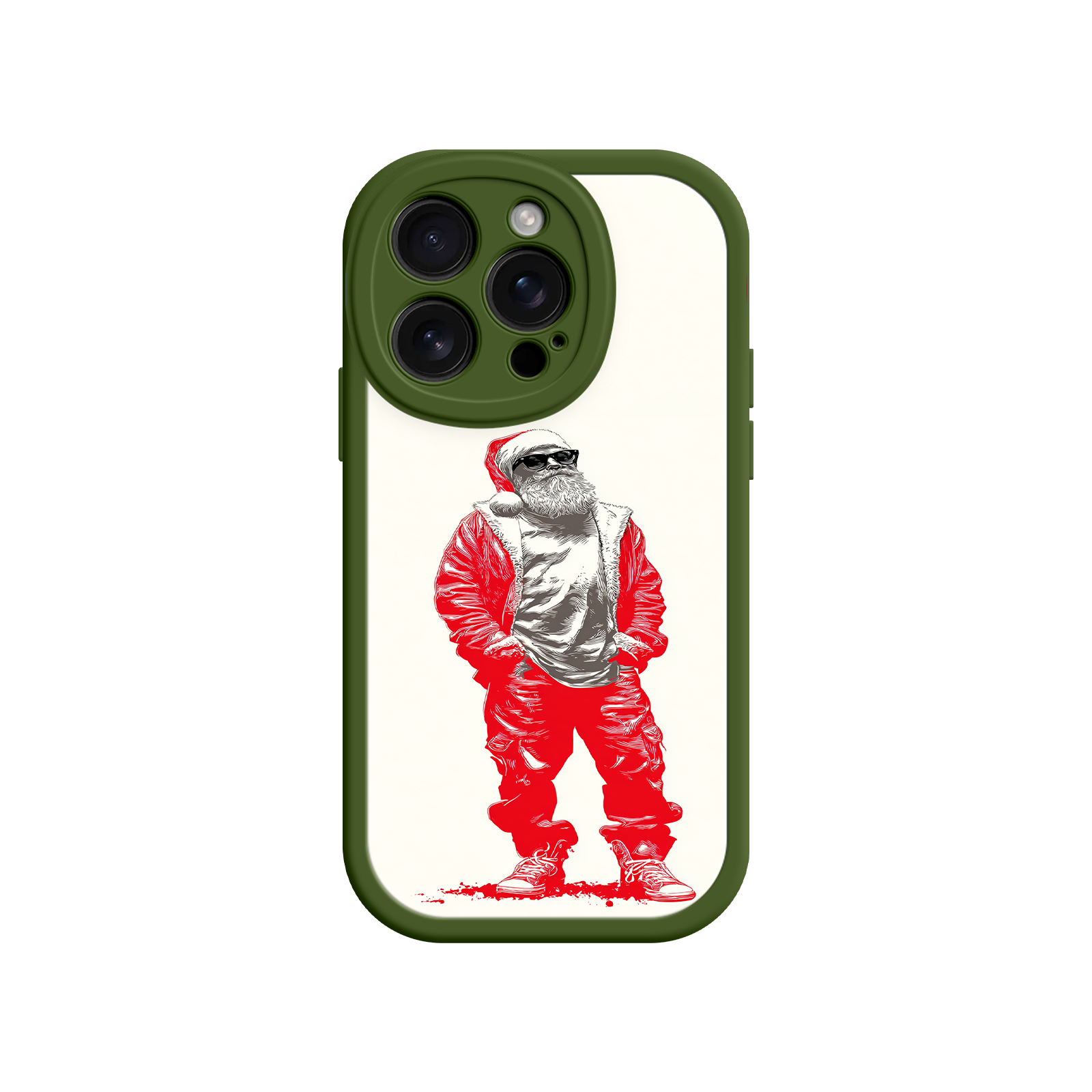 Festive phone case with trendy Santa illustration