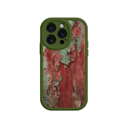 iPhone case with distressed metal and peeling paint design