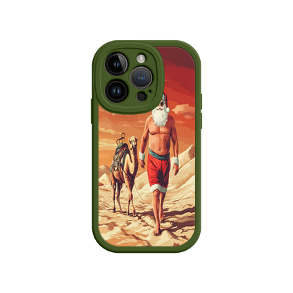 #MC0028 Factory Wholesale Desert Santa iPhone 17 Case – Funny Christmas Design, Muscular Santa & Camel, Holiday Heat Vibes