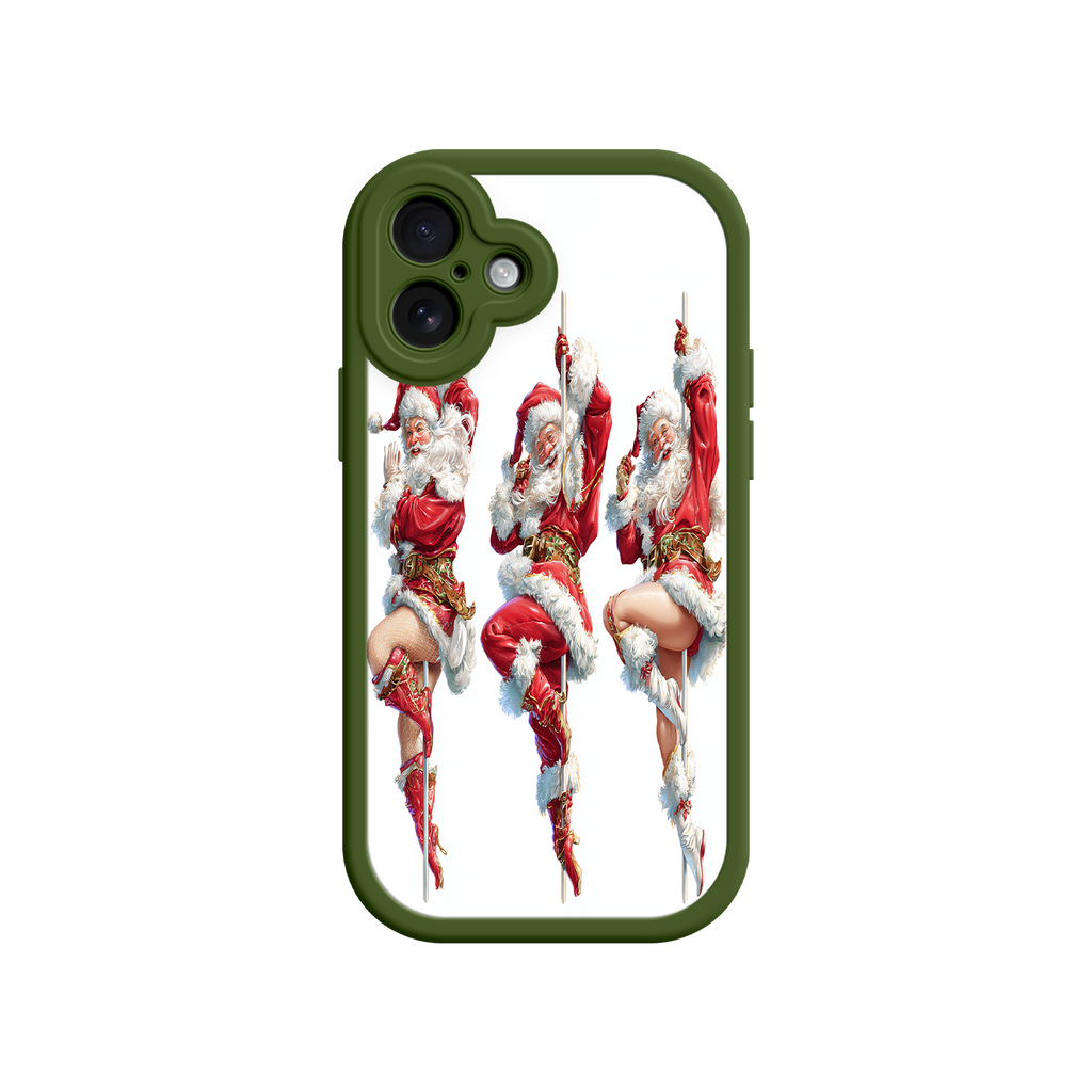 Christmas phone case with dancing Santa trio
