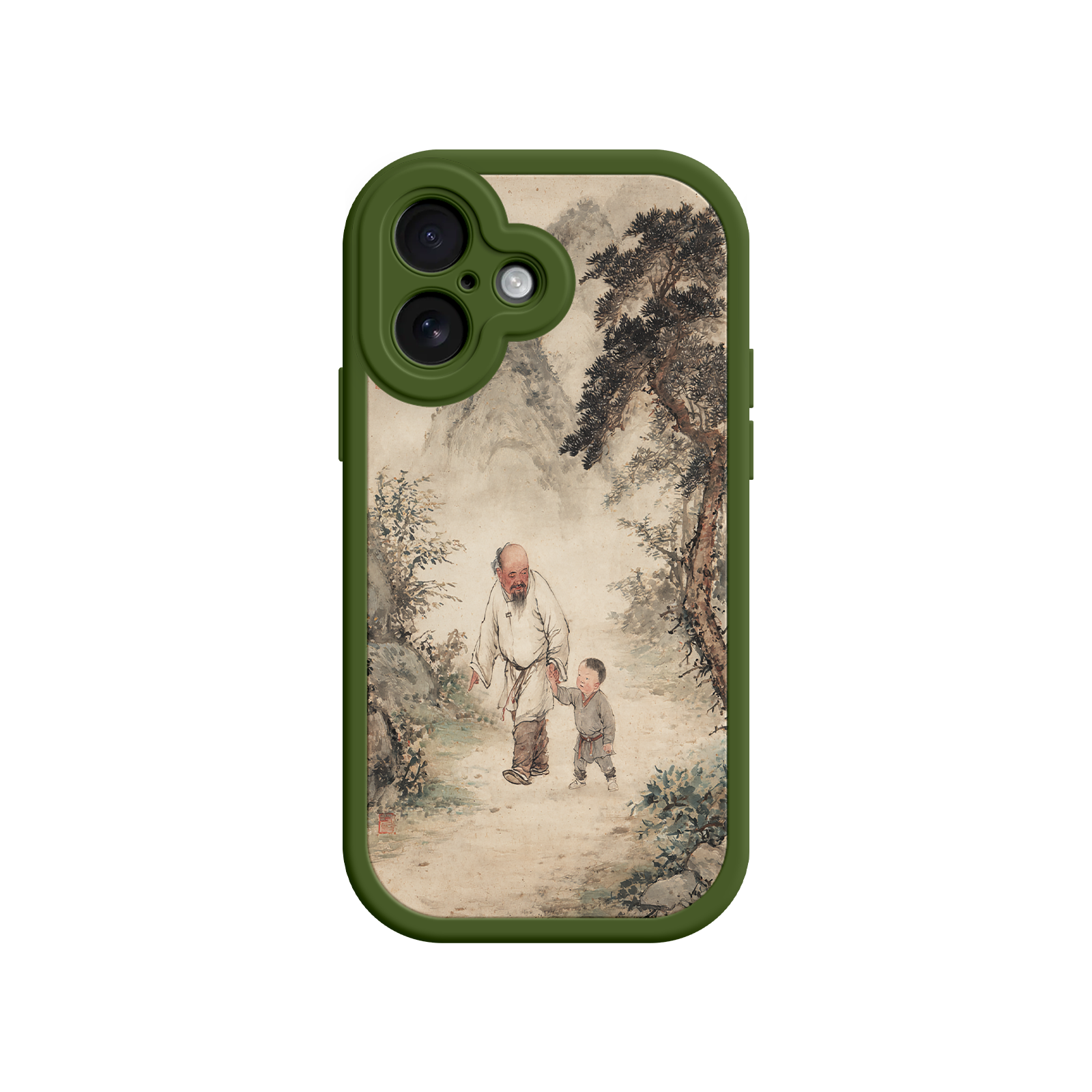 Artistic iPhone case with serene mountain trail