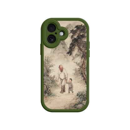 Watercolor phone case with serene mountain path
