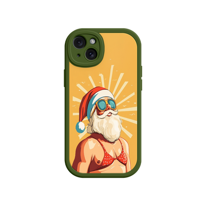 Humorous phone case with festive sunburst background