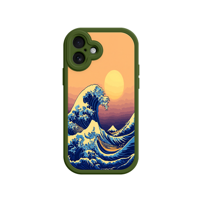 #MC0012 Factory Wholesale Great Wave Sunset iPhone Case – Japanese Art with Ocean & Mountain Design