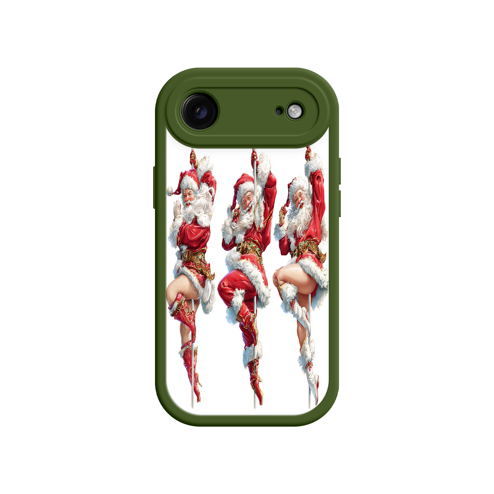 iPhone case with vintage Santa dancer illustration