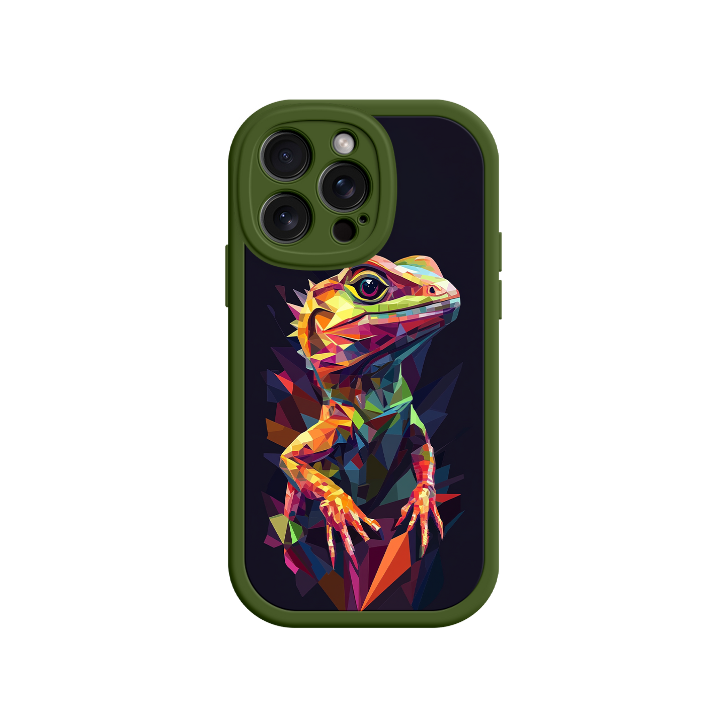 #MC0024 Factory Wholesale Geometric Lizard iPhone 17 Case – Colorful Polygon Art, Protective Animal Print Cover, Bold Reptile Design