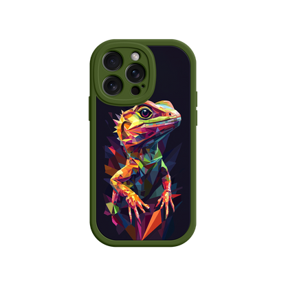 #MC0024 Factory Wholesale Geometric Lizard iPhone 17 Case – Colorful Polygon Art, Protective Animal Print Cover, Bold Reptile Design