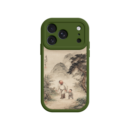 Green iPhone case with classic Chinese art